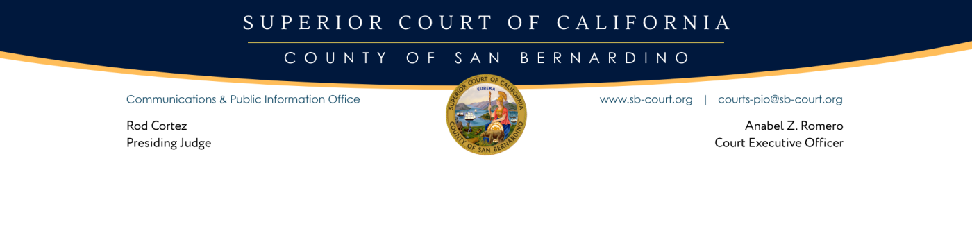 Letterhead with court name, court seal, name, department and email address of public information office.